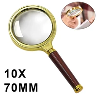 handheld 10x magnifier portable magnifying glass loupe for book reading newspaper jewelry jade antique appraisal