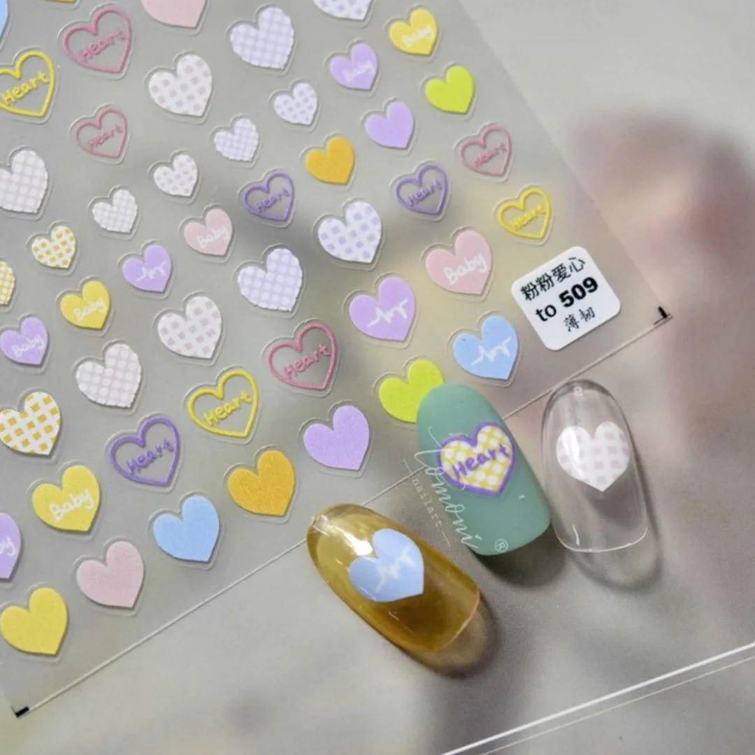 

Pink Heart 3D Engraved Nail Art Sticker High Quality Decorations Nail Decals Design Japan Korean Small Nail Sticker Manicure