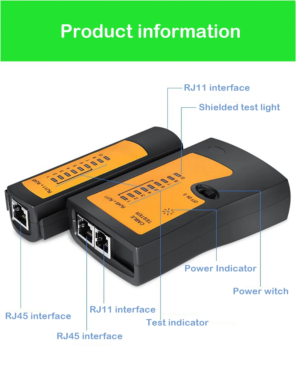 RJ45 Cable lan tester Network Cable Tester RJ45 RJ11 RJ12 CAT5 UTP LAN Cable Tester Networking Tool network Repair images - 6
