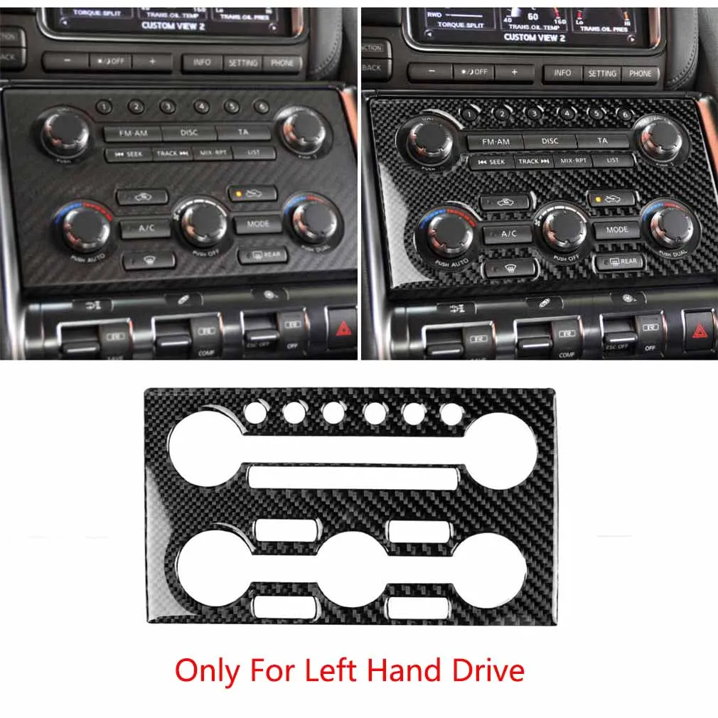 

1X Carbon Fiber Center Console AC Switch Panel Sticker For GTR R35 08-16 LHD