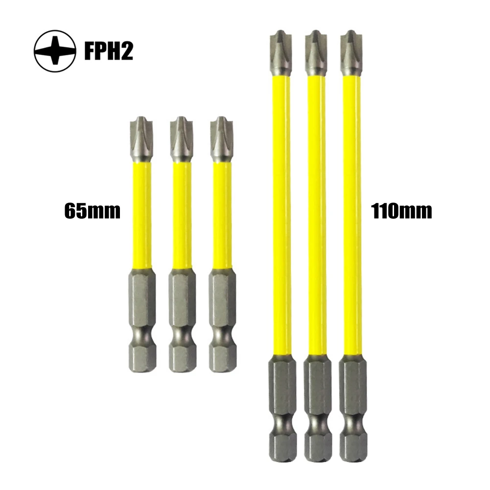 

6 Pcs Magnetic Slotted Cross Screwdriver Bit FPH2 65/110mm For Electrician Special Socket Switch Repairing Hand Manual Tools