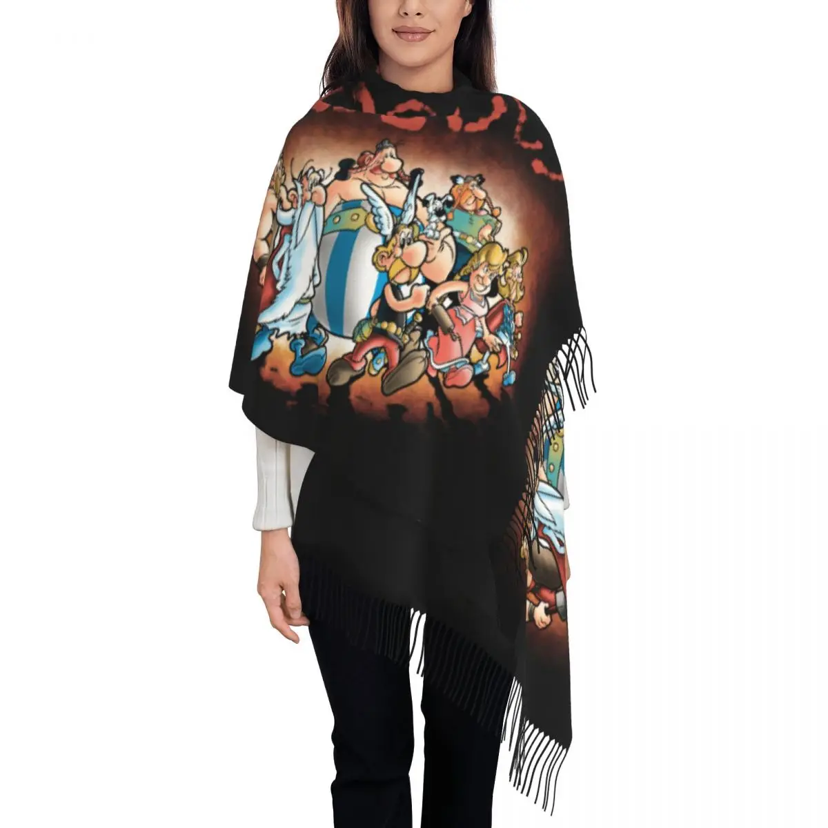 

Шарф с надписью на заказ, мужские и женские зимние теплые шарфы, шали Asterix и Obelix, накидки