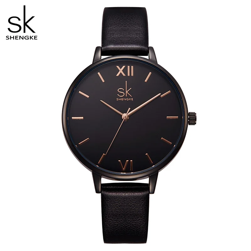 

Shengke Women Watches Causal Women Leather Watch Mixmatch Ladies Watch Black Leather Strap Wristwatch 4 Colors Montre Femme SK