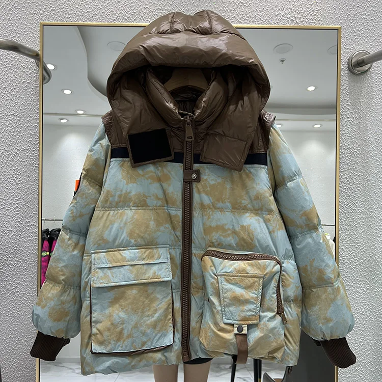 New Women Print Down Jacket Casual Style Autumn Winter Coats And Parkas Female Outwear
