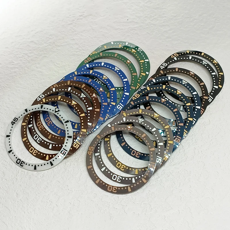 38mm Tilted Digit Ceramic Watch Bezel Insert Fits 40mm SUB Mens Watch Cases Inner Diaameter 30.5mm Ring Replace Accessories