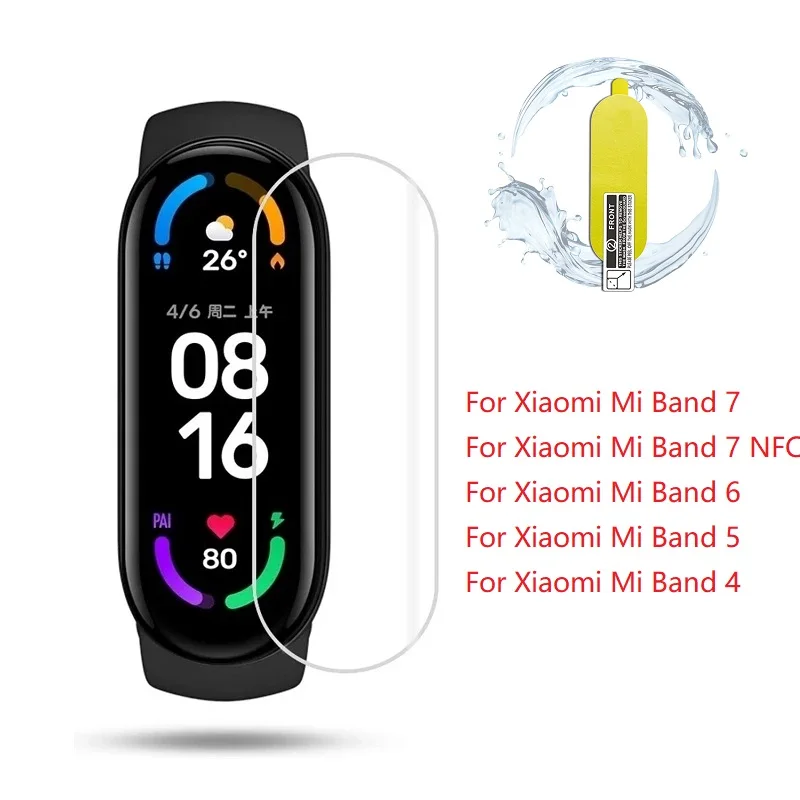 Full Cover Hydrogel Film Screen Protector For Xiaomi Mi Band 7 NFC 5 4 6 Smart Watch Bracelet Protective Not Glass Tpu Film Foil