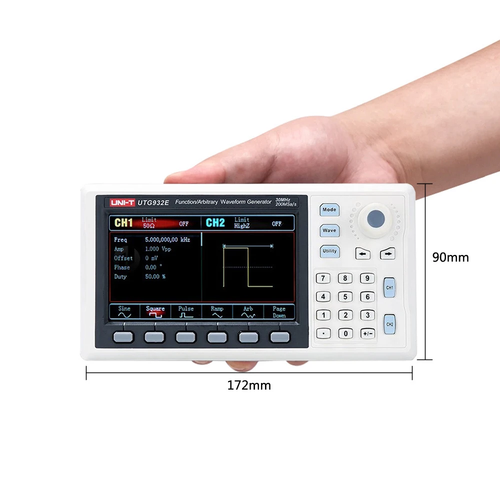 UNI-T UTG932E 30MHz UTG962E функция 60MHz/произвольный генератор сигналов 1μHz 4 3 Inch DDS поддержка