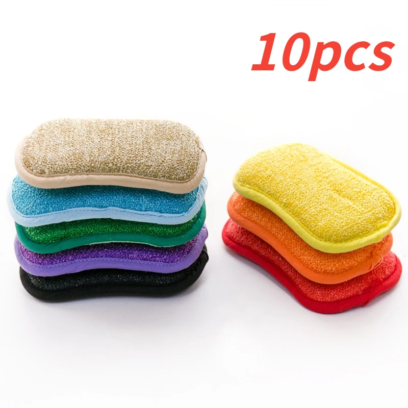 

5/10 шт., двусторонняя Абсорбирующая губка для мытья посуды