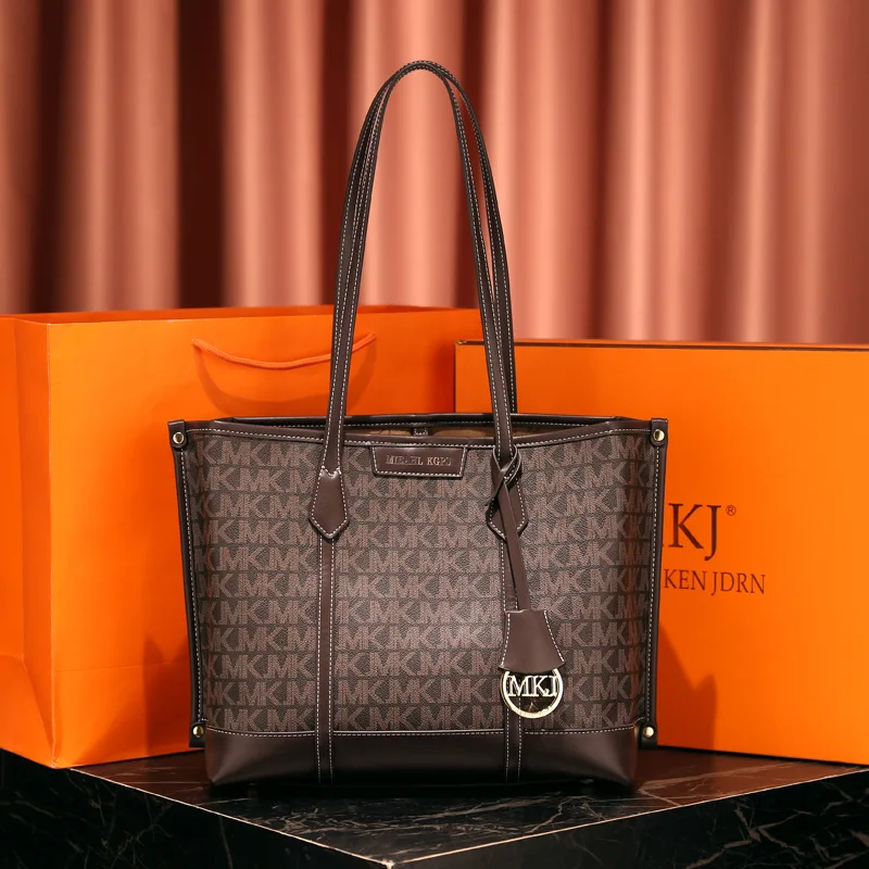 

MKJ Luxury Designer High Capacity Tote Handbag for Women 2021 Trends Brand Designer Striped Shopper Shoulder Shopping Bag
