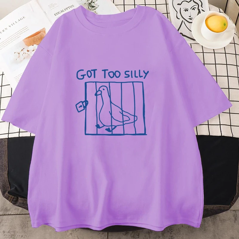 Фото Новая модная футболка унисекс с круглым вырезом и принтом «Too Silly Letter», с коротким рукавом, для мужчин и женщин, с рисунком «Silly Goose» №5
