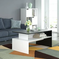 2 tier coffee table endside table modern design wopen shelf living room blackwhite oakwhite