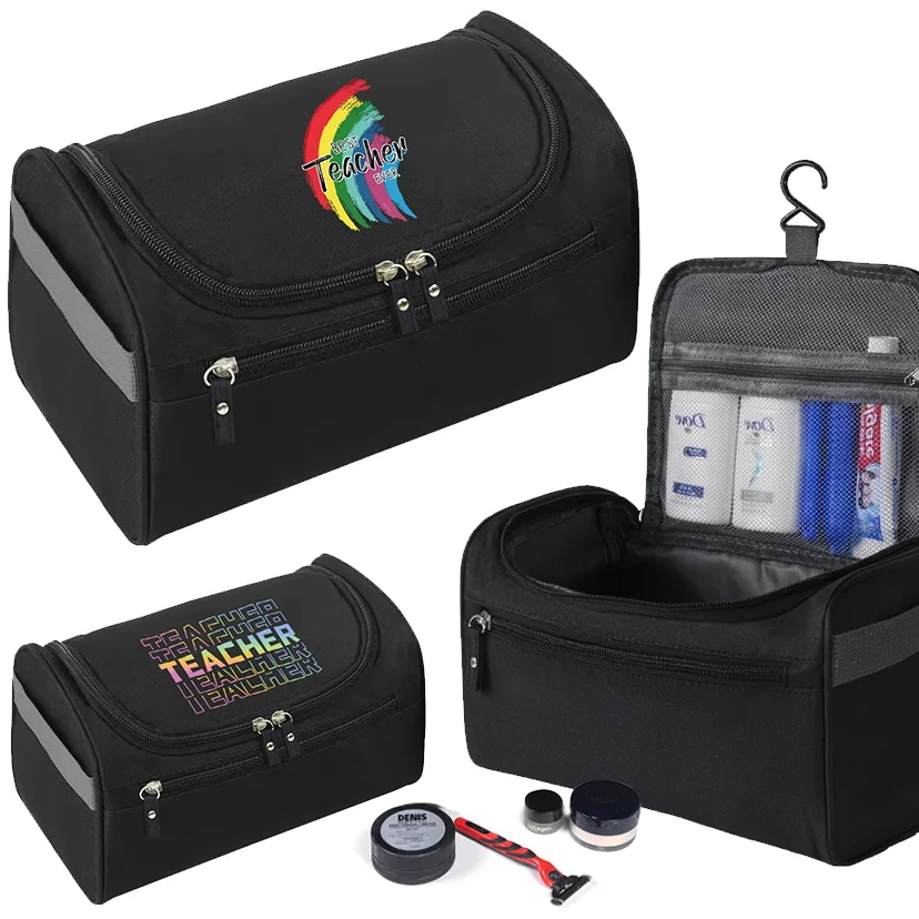 

Men Travel Cosmetic Bag Functional Hanging Make Up Cases Necessaries Organizer Storage Pouch Wash Bag Teacher Pattern