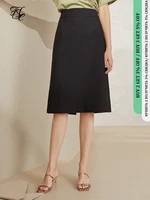 fansialen office lady elelgant black midi skirt women spring summer slim black a line skirt female green high waist korean skirt