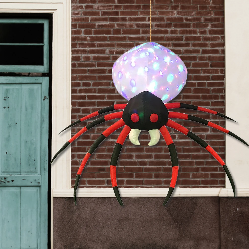 

Надувные паук украшения с заземлением и веревкой Хэллоуин Надувные наружные паук вращающийся светодиодный огни Хэллоуин Декор