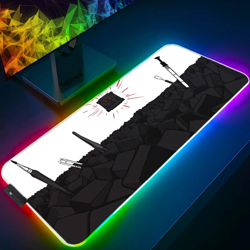 

Ударопрочный коврик для мыши Genshin, RGB коврик для мыши, подсветка, коврик для компьютерного ПК, игрового стола, игровой Настольный коврик, защи...