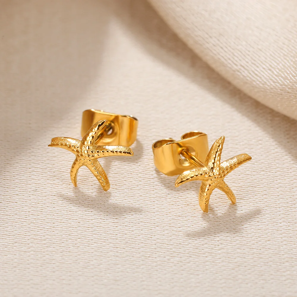 

PVD Plated Stainless Steel Starfish Jewelry For Women 18K Gold Color Earring Fashion Hypoallergenic Earrings Birthday Gift New