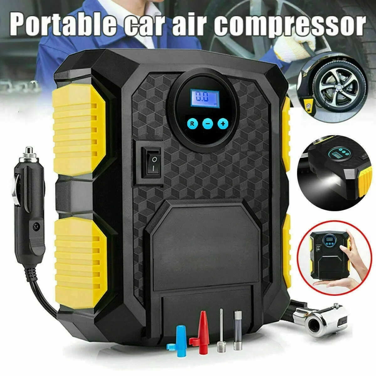 

35L/Min Car Air Pump Compressor 12V Electric Tire Inflatable 120W Auto LED Light Car Tire Inflator for Car Motorcycle Tire Pump