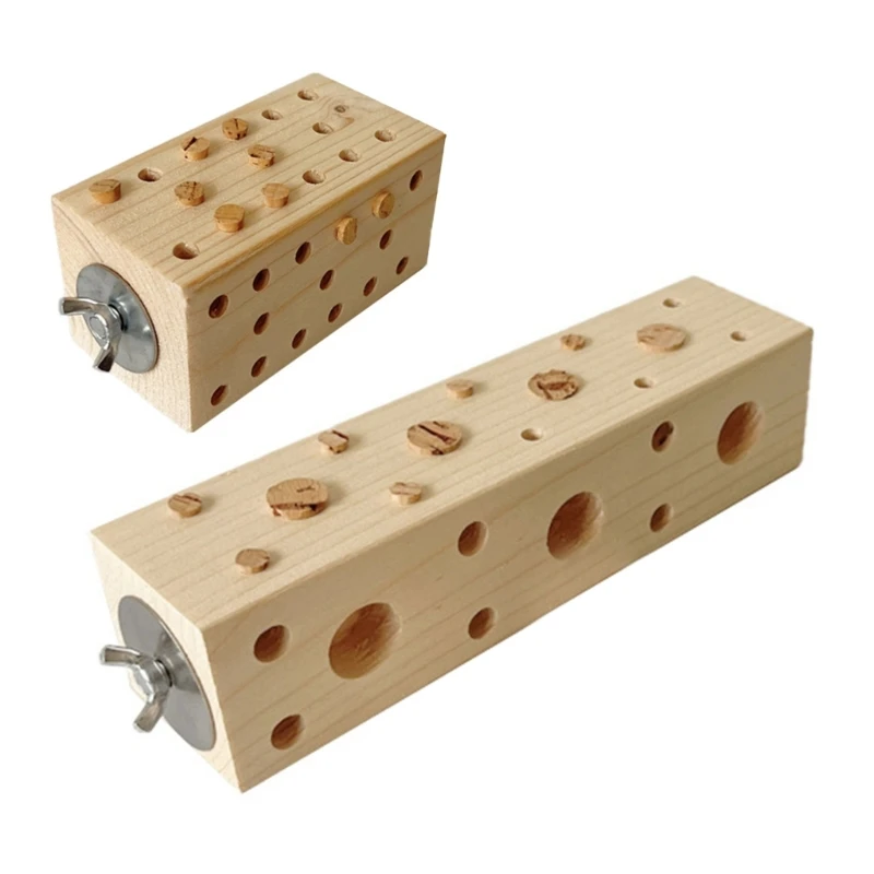 

Wooden Block Bird Toy Bird Cage Foraging Puzzle Toy Birdcage Accessories Budgies Chewable Perch Toy Macaws Pecking Toy 6XDE