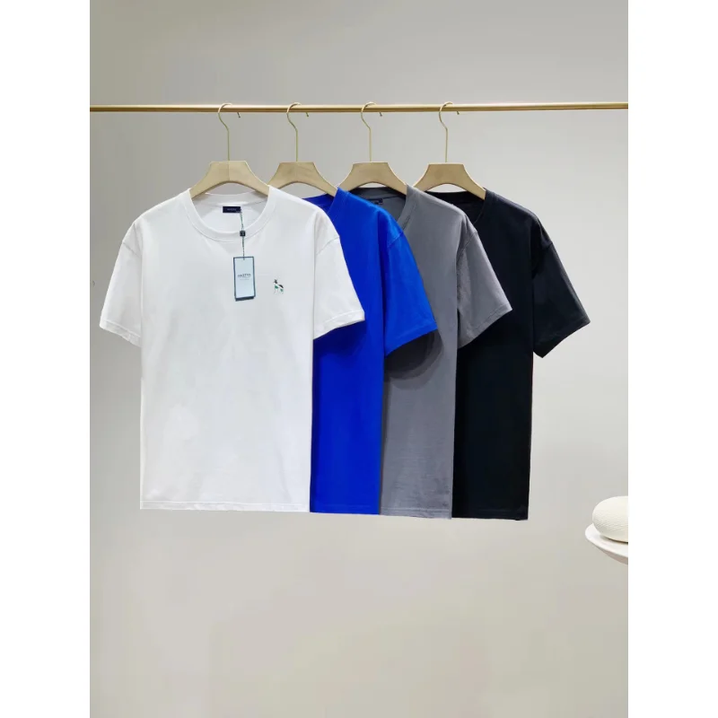 HAZZYS Summer Solid Color Gradient T-shirt White Background Paint Light Top Loose Short-sleeved Men's Trendy Fashion T Shirt