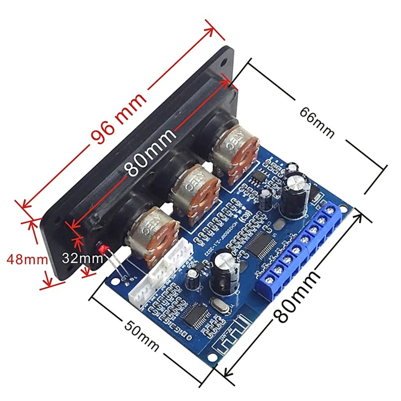 BT5.0 2.1 Channel Digital Amplifier Board+AUX Cable+Remote Control 2X25W+50W Subwoofer Class D Board DC12-20V