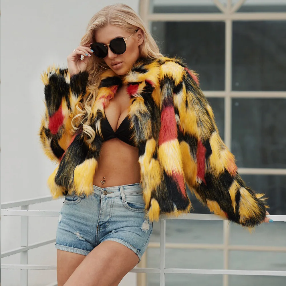 Women's Leather Fur Coat Fashion Faux Fur Coat Women's Artificial Fur Warm Jacket Women Faux Fur Coat