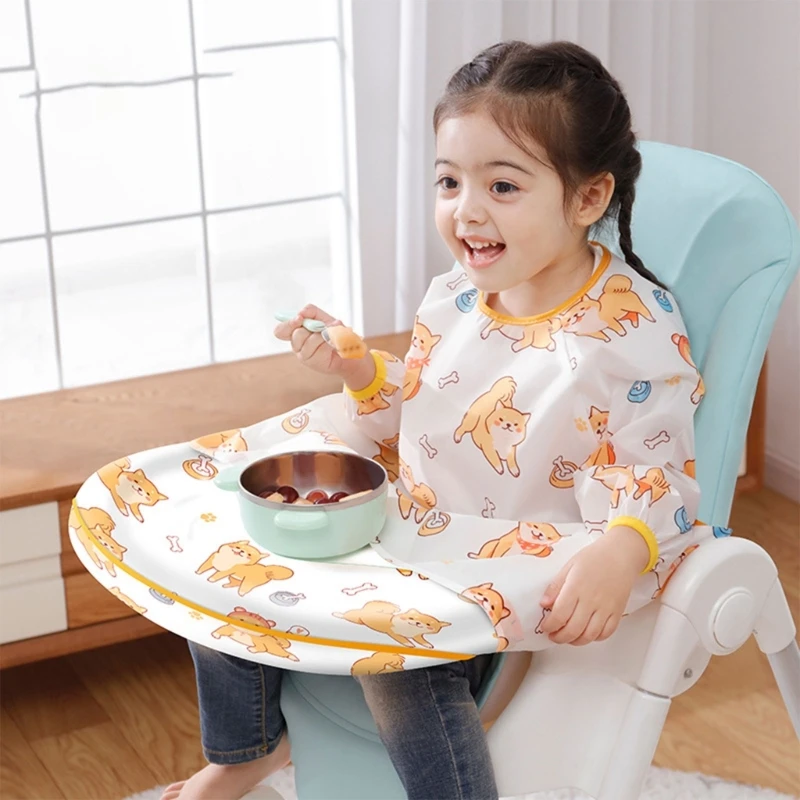 

Multi-pattern Baby Weaning bib Feeding Coveralls Straps Highchair Booster Seats Boy Girl Toddler Kids Quality TPU Made