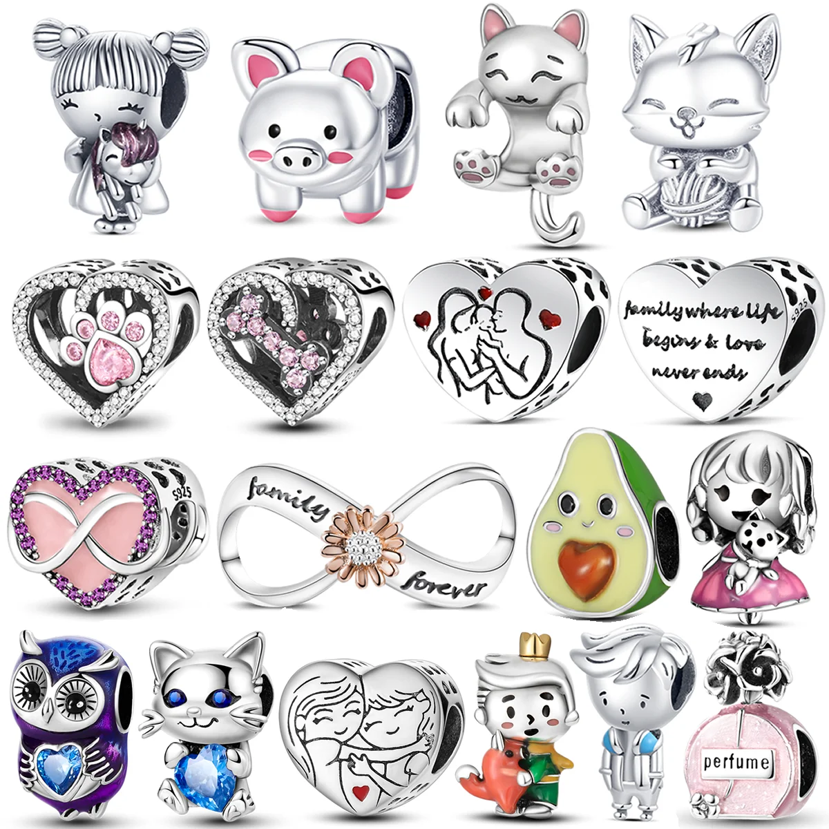 Ajuste Original brazalete pulsera con incrustaciones de cuentas de circón dijes de Plata de Ley 925 colgantes coloridos en forma de corazón brazalete joyería