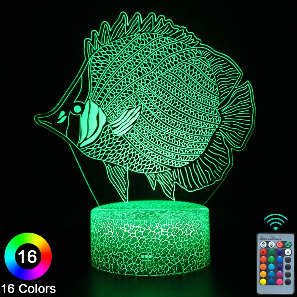 

Светодиодные ночники в виде рыб 3D, сенсорный пульт дистанционного управления, новинка, настольная лампа, декор для комнаты, Рождественский ...