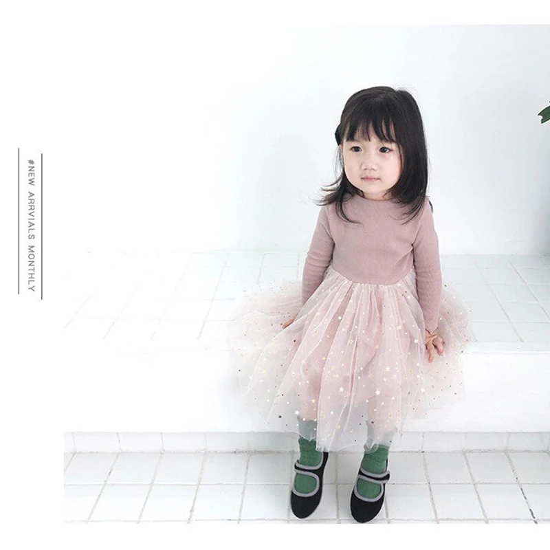 Платье-пачка для девочек с длинным рукавом и блестками | Детская одежда обувь