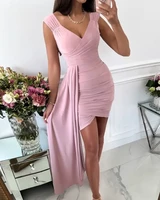 chaxiaoa 1 piece summer 2022 women sleeveless draped ruched sexy mini party dress