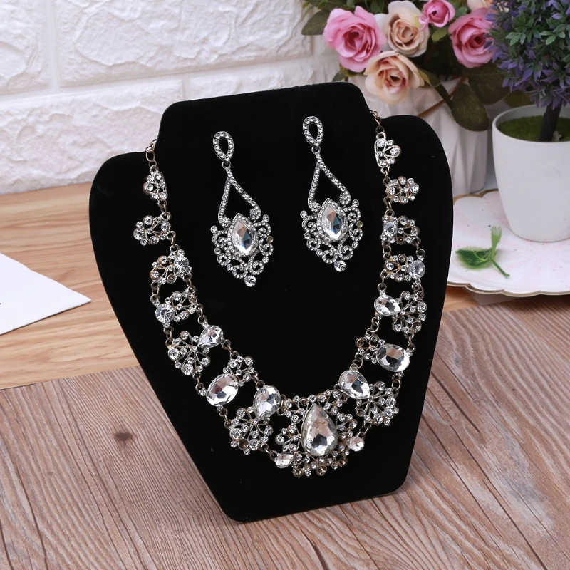 

7.5inches Black Velvet Earrings Necklaces Jewelry Organizers Displays Stand with Reinforced Bracket Jewelry Holder Racks