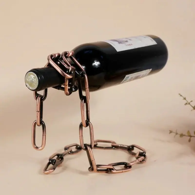 

Metal Chain Hanging Wine Bottle Holder Magic Suspension Iron Chain Wine Rack Bar Cabinet Display Stand Shelf Bracket Home Decor