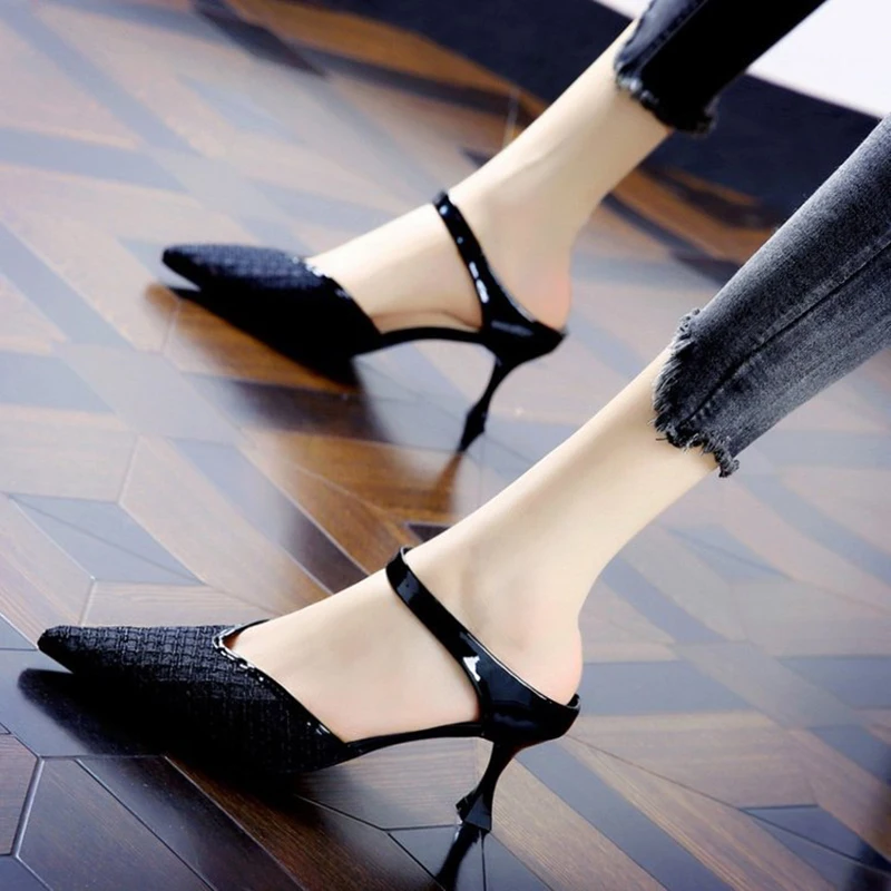 

High Heels Bling Mules Sandals Women Summer Shoes Fashion Spike Heel Jelly Slides Holiday Casual Shoes Mixed Color Women Shoes