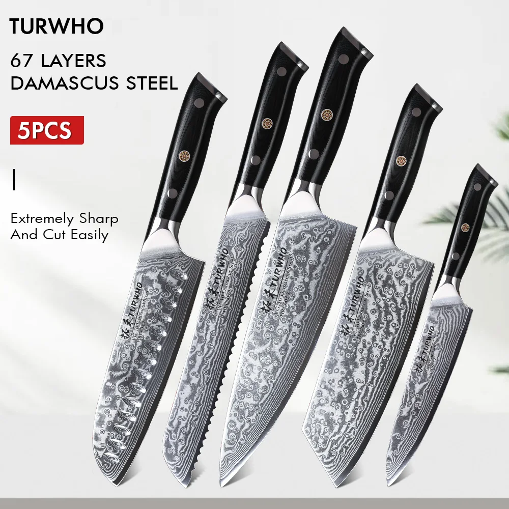 

5 шт., японские ножи для шеф-повара из дамасской стали