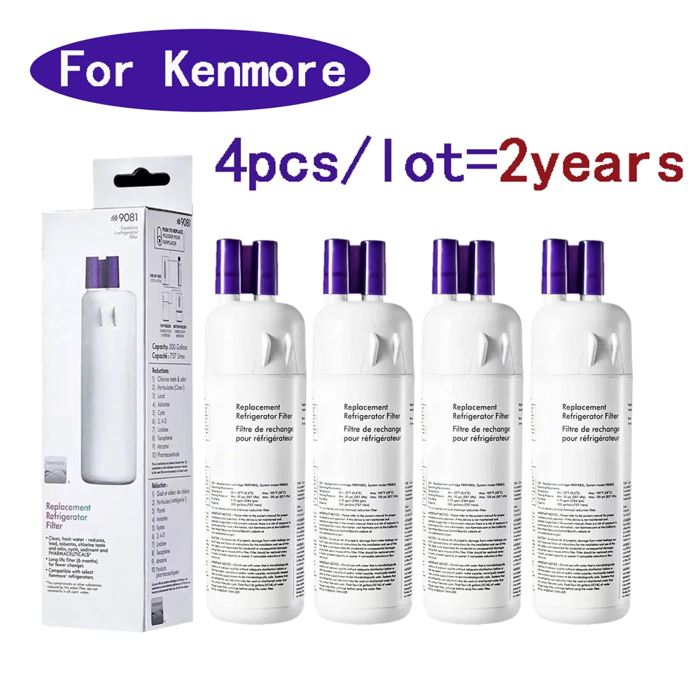 4pack/lot For Kenmore Fridg Water Filter 9081 469081 46-9930, 9081, 9930, Compatible with W10295370A, F ilter1, P4RFWB, P8RFWB2L
