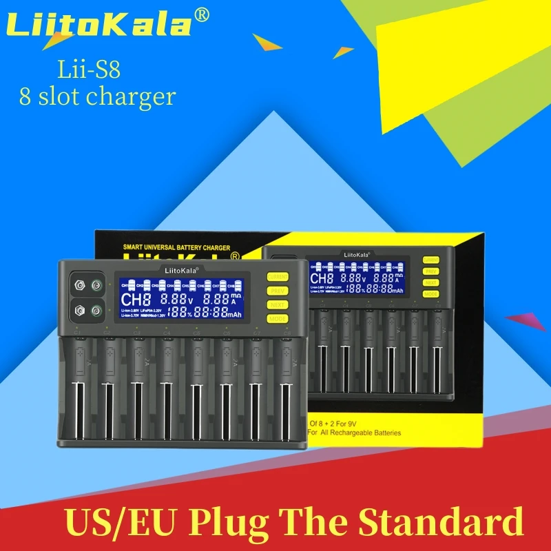 

LiitoKala lii-M4 lii-M4S lii-PD4 lii-S8 LCD Battery Charger For 21700 18650 26650 RCR123 AA AAA Ni-MH Battery Smart Charger