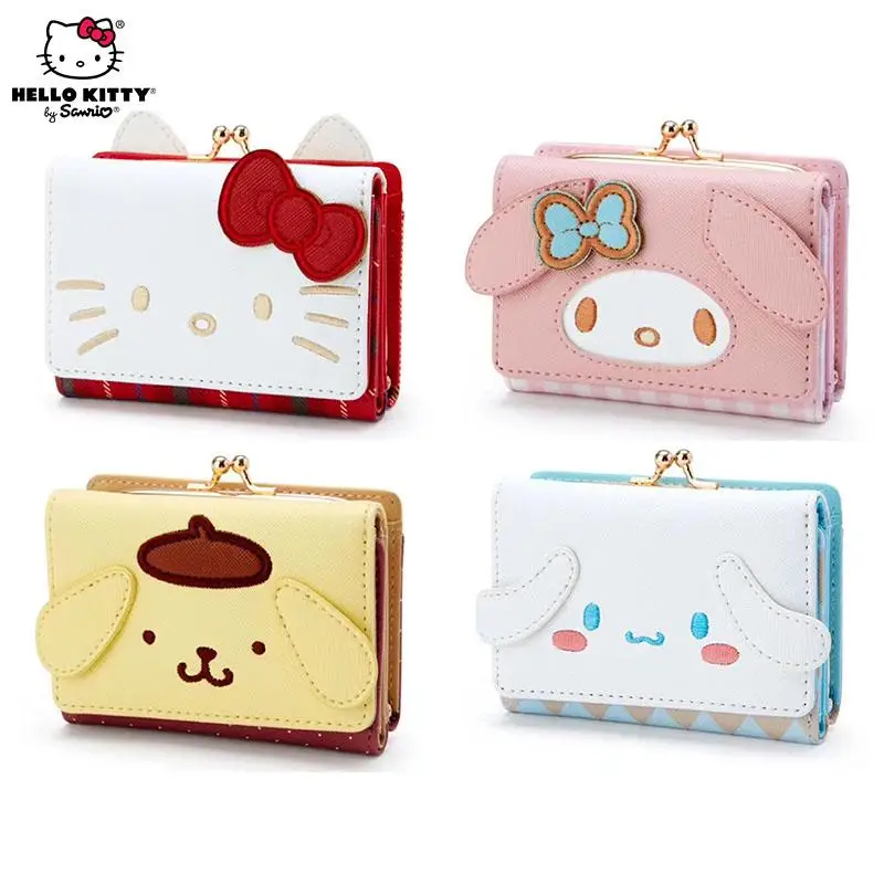 

Sanrio, кошелек Hello Kitty Kuromi Cinnamoroll My Melody pompurin, золотой кошелек для монет, складной кошелек, клатч