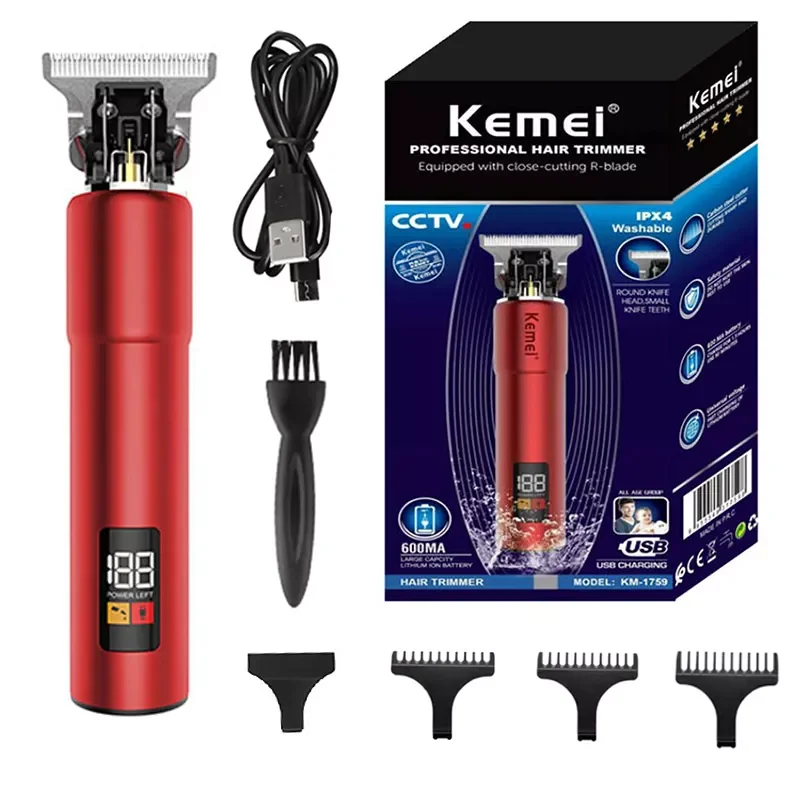 

Триммер для волос kemei аккумуляторный, 10 Вт, беспроводной