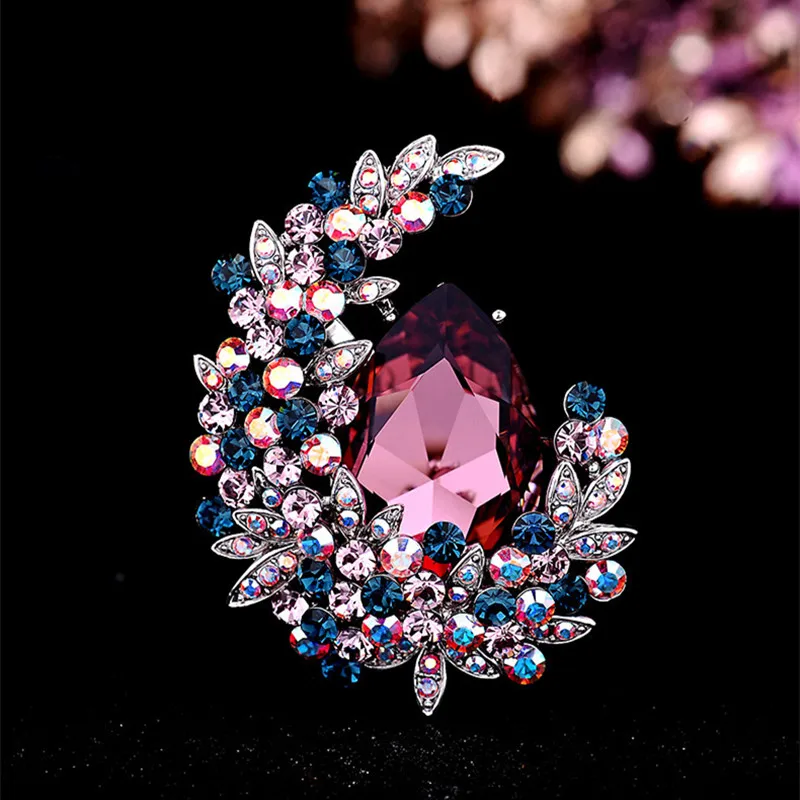 

Crystal Glass Brooches Pins Colorful Rhinestone Corsage Scarf Clips Safety Pin Women Girls Vintage Clothing Decoration
