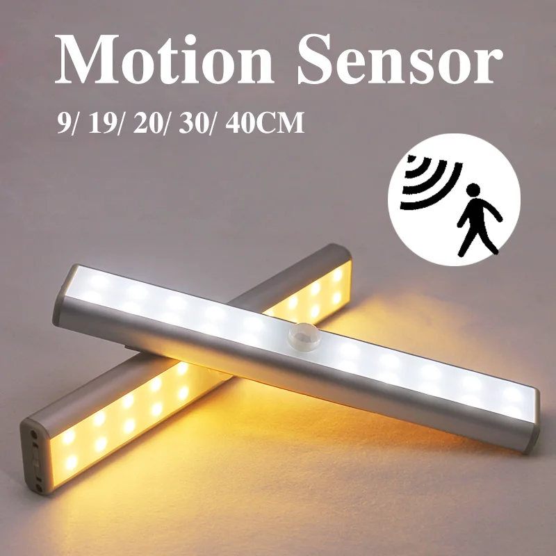 

Светодиодный ночник для шкафа, светильник с пассивным ИК датчиком движения, освещение кровати, кухни, с USB-зарядкой, светильник щение лестни...