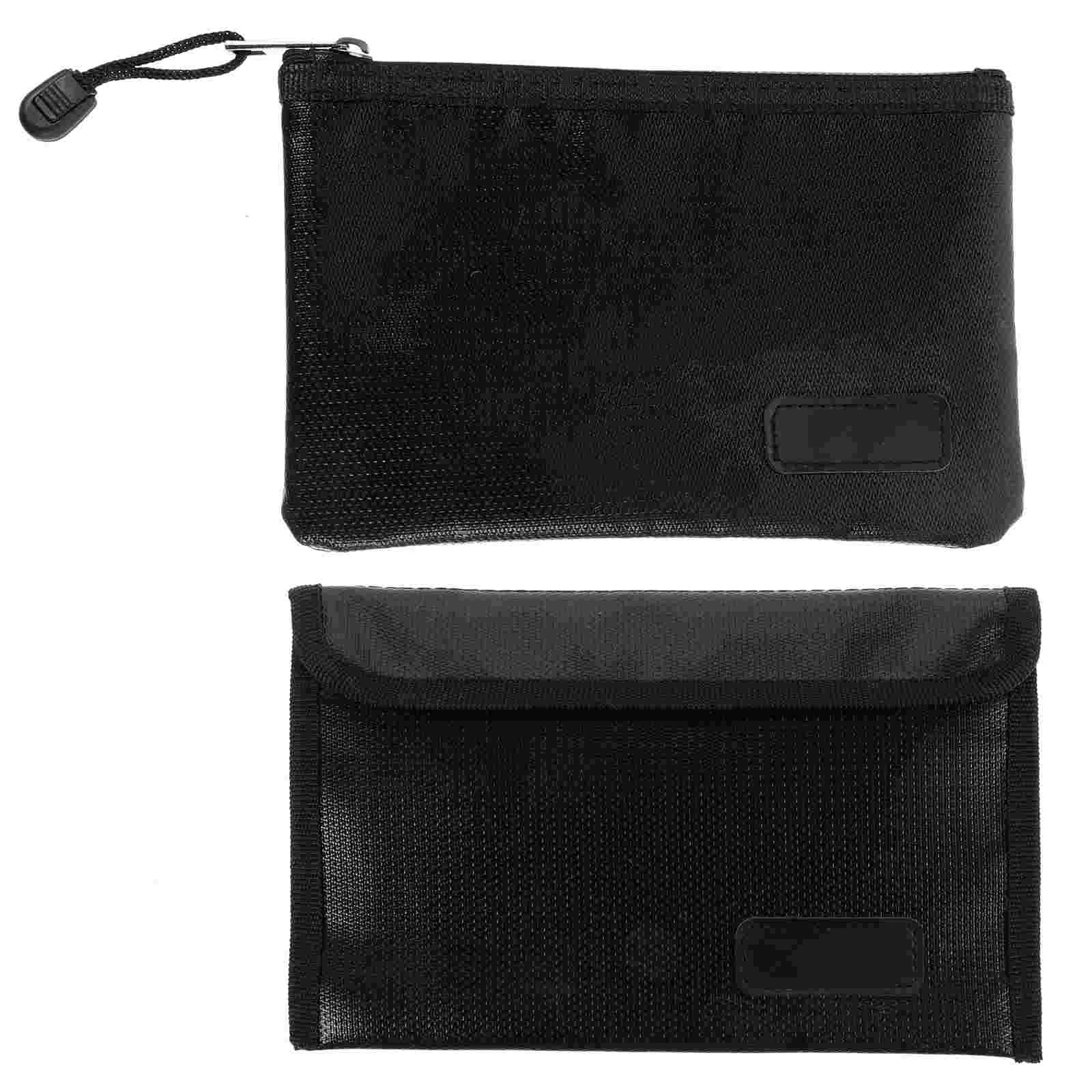 

2Pcs Practical Zipper Files Pouches Portable Fireproof Documents Storage Bags