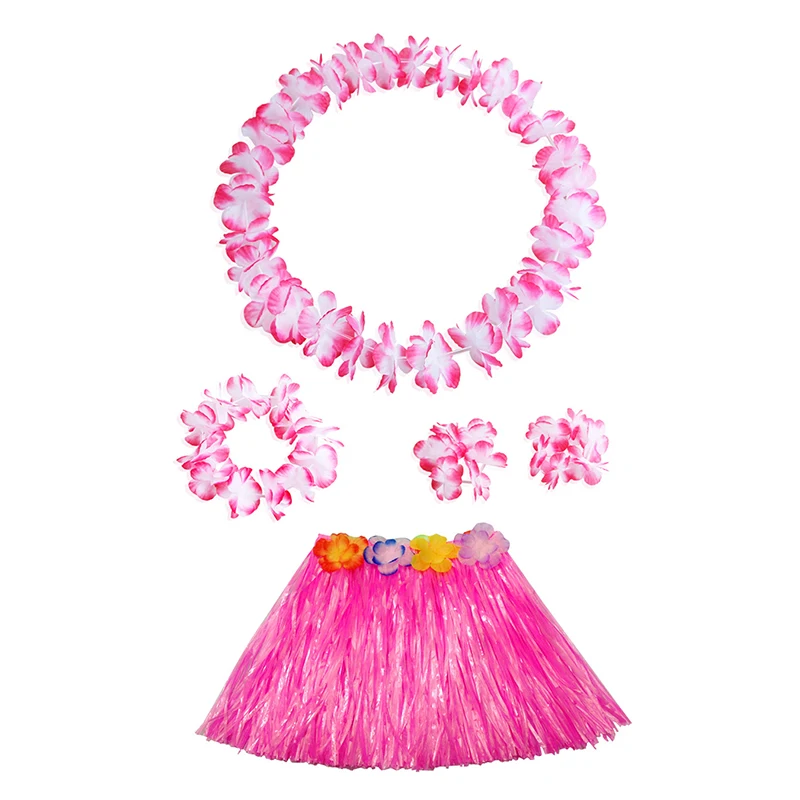 

4pcs Artificial Flowers Leis Garland Necklace Dress Hawaiian DIY Fancy Dress Accessories Hawaii Beach Holiday Party Decoration