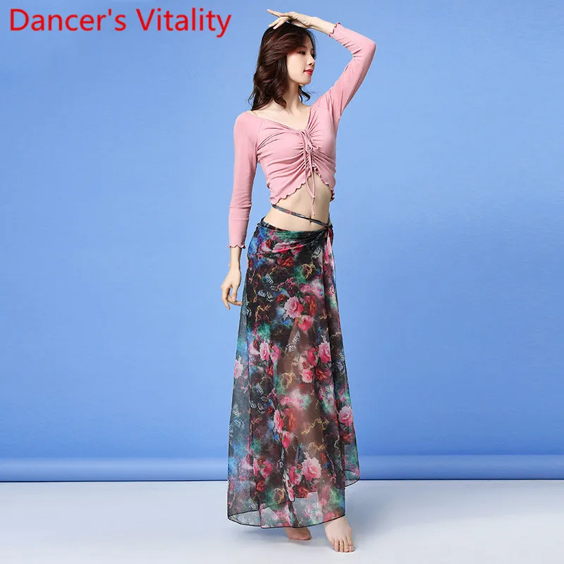 Зимний женский тренировочный костюм для танца живота топ с длинными рукавами