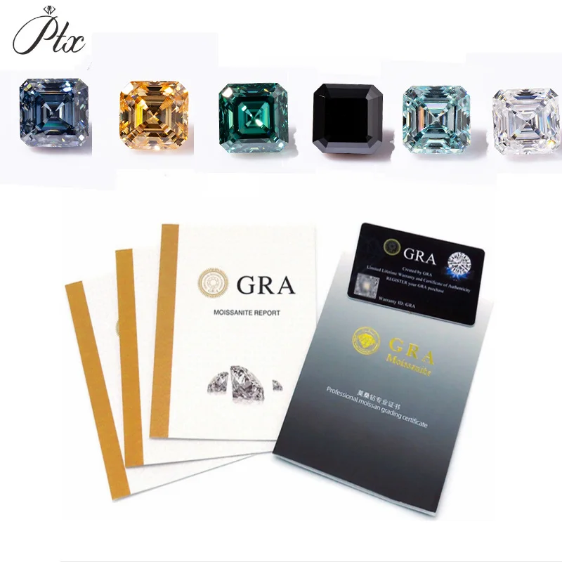 

Many Colors Loose Moissanite Moissanite Diamond VVS1 Clarity Asscher Cut Brilliant Gemstone for Making Engagement /Wedding