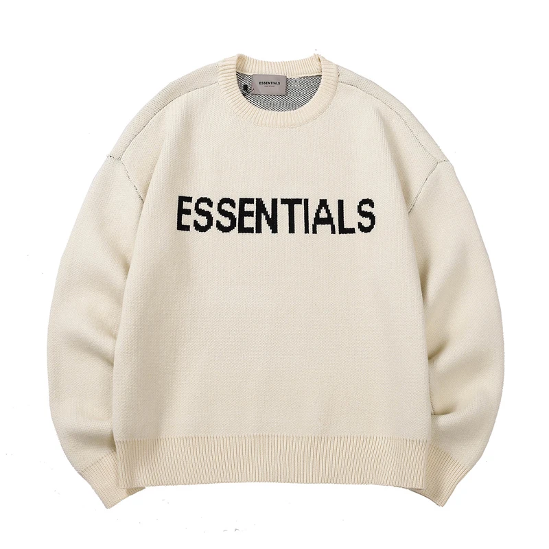 

Мужской свитер с круглым вырезом в стиле Харадзюку, базовый Свободный вязаный пуловер с надписью, Простой повседневный удобный пуловер в стиле унисекс для пар