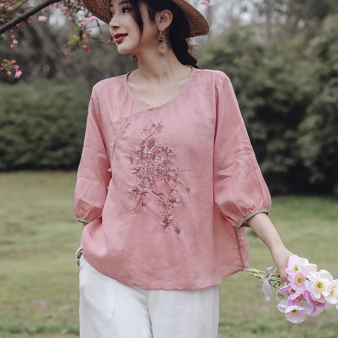 Новинка 2024 винтажный Улучшенный Топ qipao в китайском стиле Свободный Повседневный