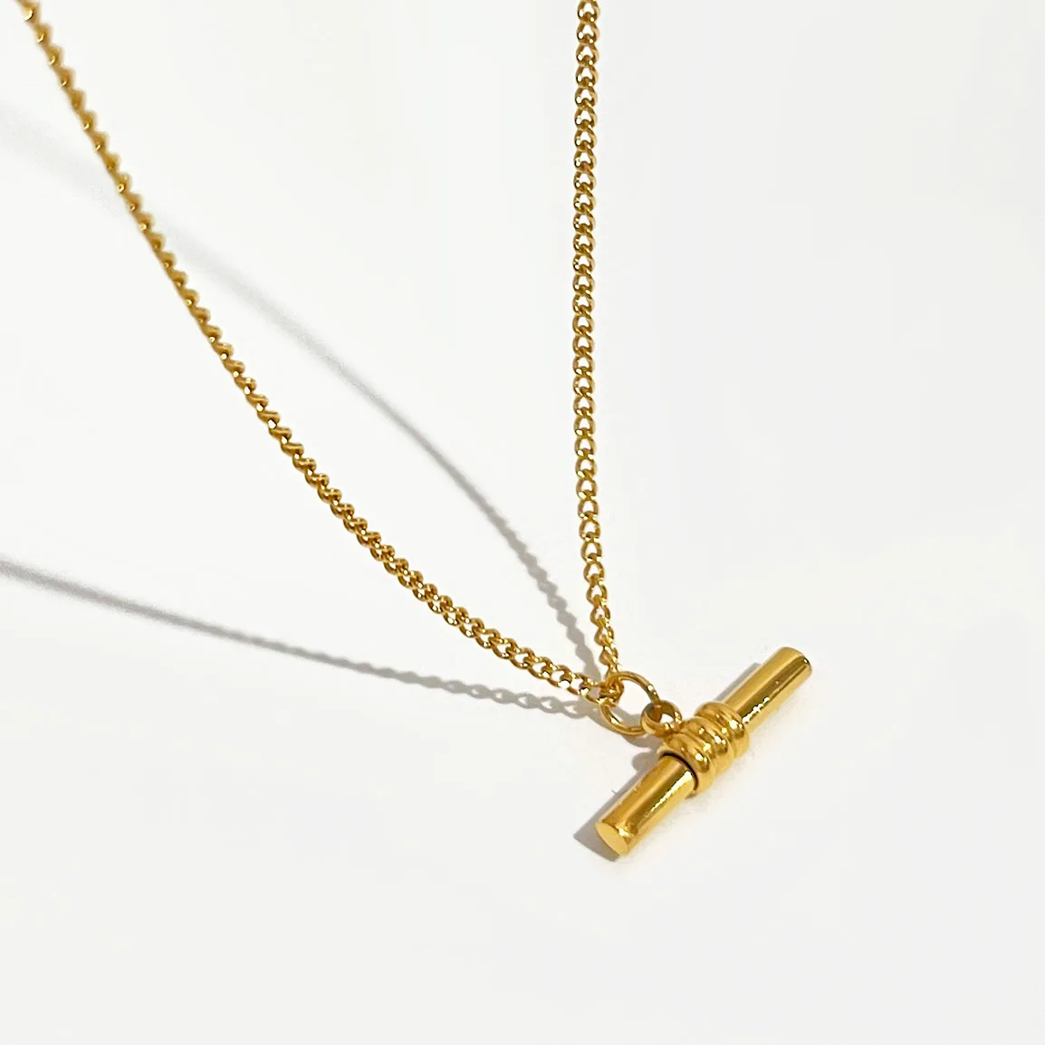

Peri'sBox Minimalist Stainless Steel Toggle Pendant Necklace For Women Daily Dainty Thin Link Chain Bar Charm Necklaces