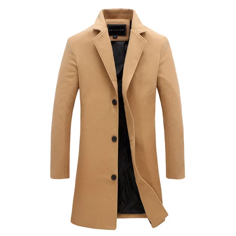 

Single Breasted Trench Coat Men Jacket Solid Color Windbreakers Cardigan Jacket Men Overcoat chaquetas hombre пальто мужское