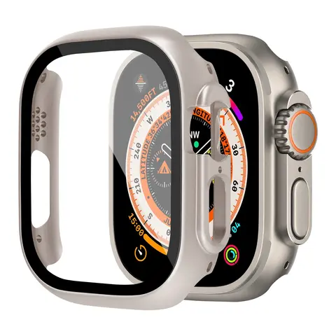 Capa para Apple Watch Ultra Case 49mm Acessórios PC Bumper à prova de choque+Protetor de tela de vidro temperado Iwatch Series Ultra 2