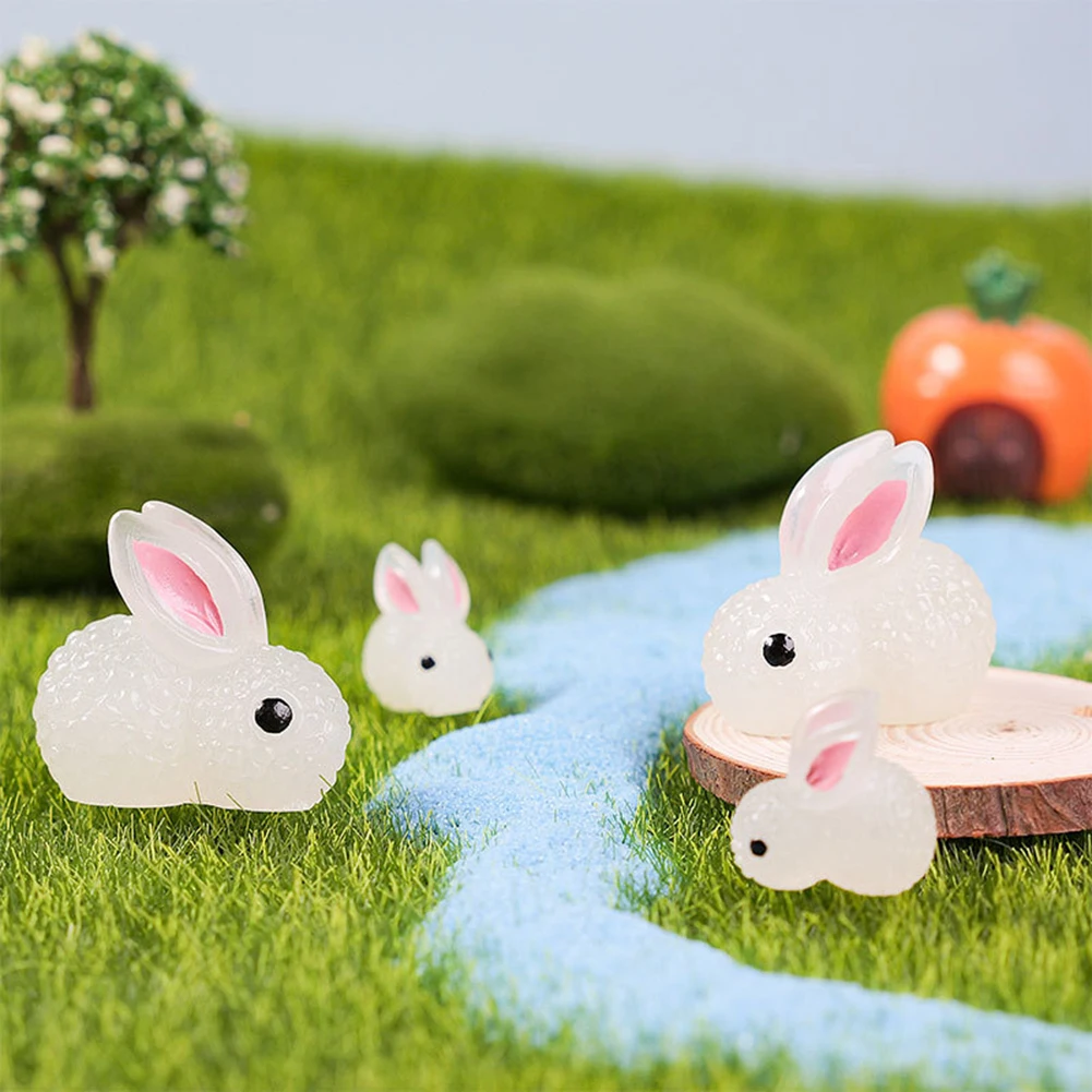 

1Pcs Mini Luminous Rabbit Micro Ornaments Miniature Animal Potted Decoration Decoration Home Hare Micro World Accessories
